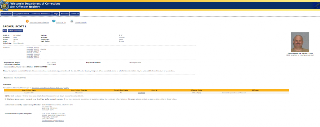 wisconsin sex offender registry